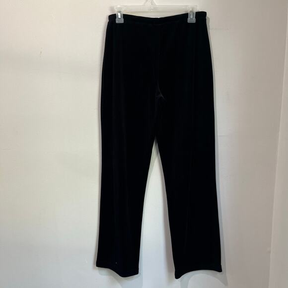 Express Vintage Velour Pants Black Y2K Wide Leg Lounge Size M - Picture 2 of 5